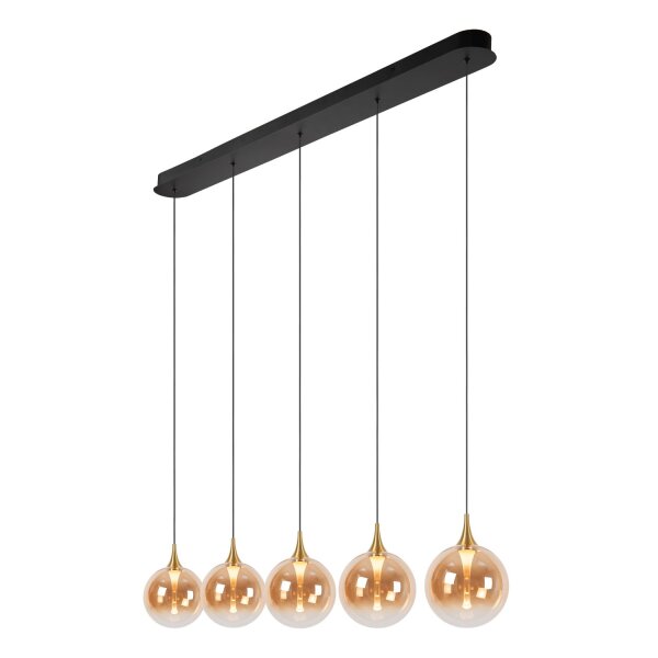 LED Pendelleuchte Glas Schwarz Bernstein 2700K L:120 cm