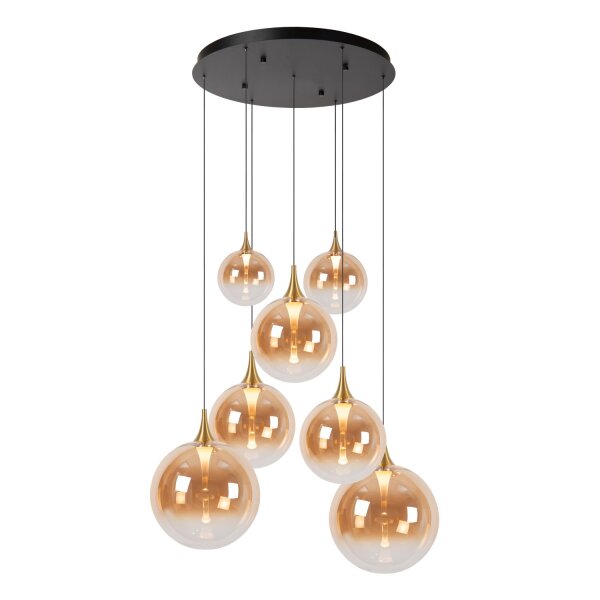 LED Hängelampe Glas Schwarz Bernstein 2700K Ø84 cm