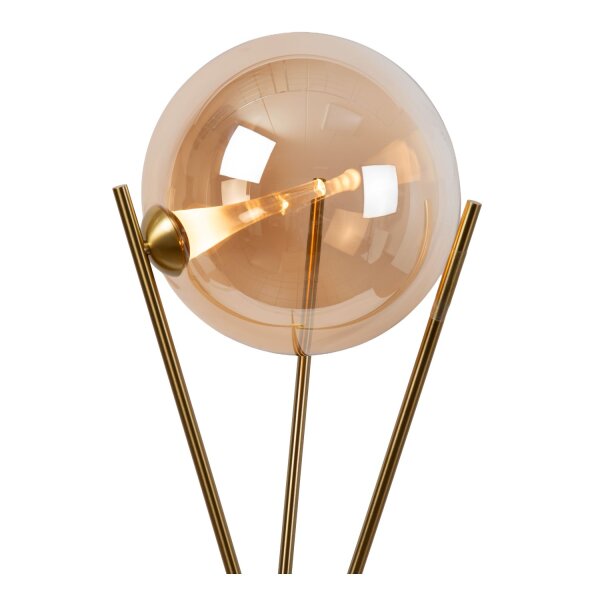 LED Stehlampe dimmbar Dreibein Glas Bernstein 2700K