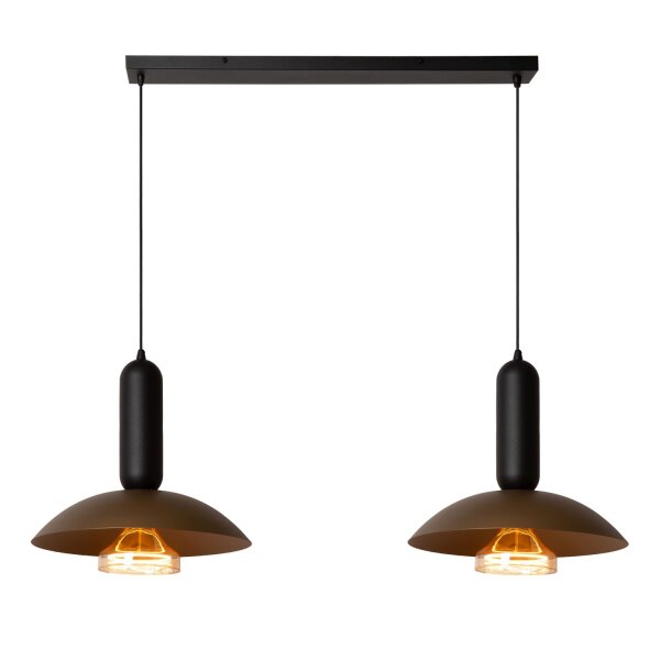 Hängelampe verstellbar Schwarz Kaffeebraun E27 L:114 cm