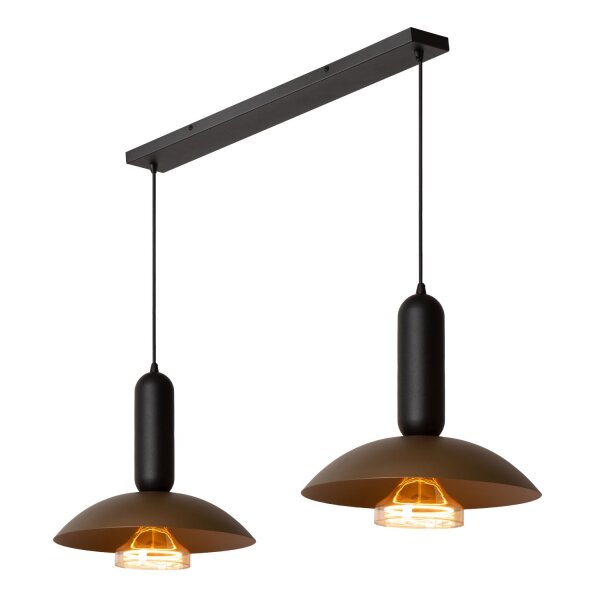 Hängelampe verstellbar Schwarz Kaffeebraun E27 L:114 cm