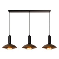 H&auml;ngelampe verstellbar Schwarz Kaffeebraun E27 L:164 cm