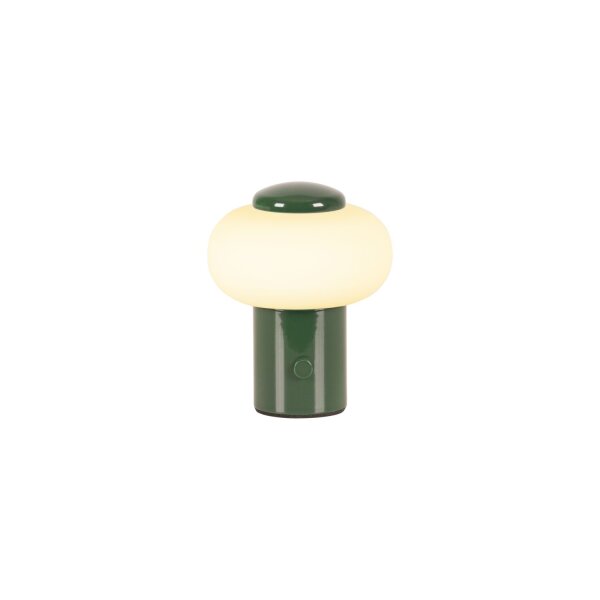 LED Tischlampe Akku Touchdimmer Glas Grün Weiß 2700K