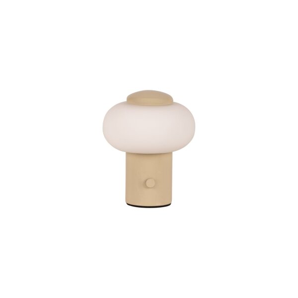 LED Tischlampe Akku Glas Beige Weiß 2700K H:9,5 cm