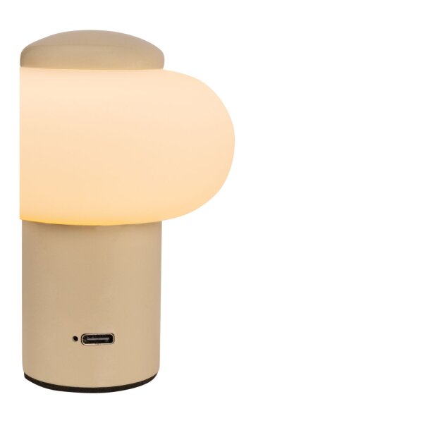 LED Tischlampe Akku Glas Beige Weiß 2700K H:9,5 cm