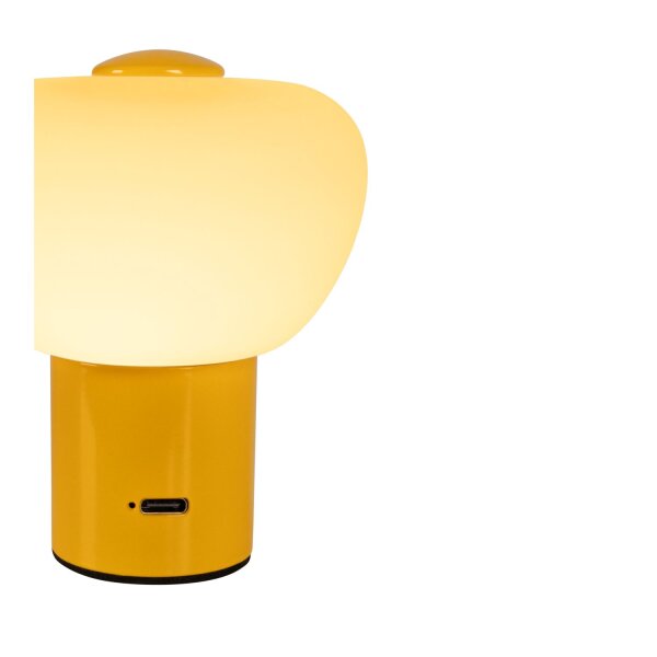 LED Tischlampe Akku Glas Gelb Weiß satiniert 2700K