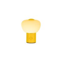 LED Tischlampe Akku Glas Gelb Wei&szlig; satiniert 2700K