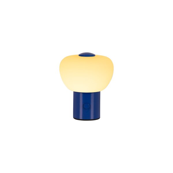 LED Tischlampe Akku Glas Blau Weiß 2700K H:9,5 cm 60 lm