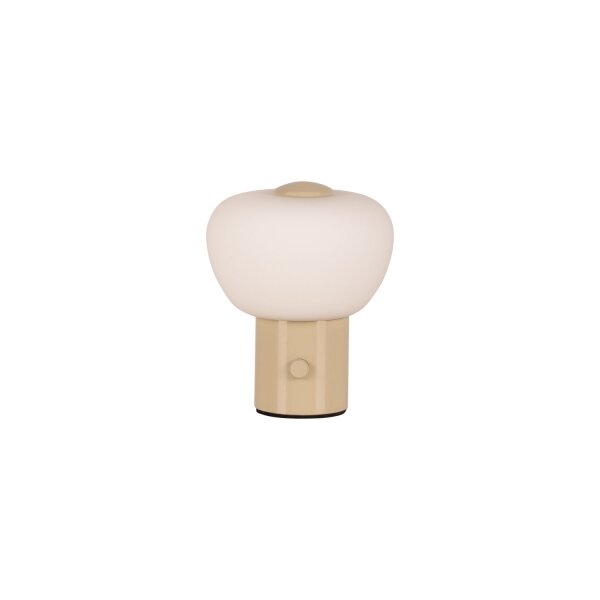 LED Tischleuchte Akku Glas Beige Weiß Pilzlampe 2700K