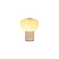LED Tischleuchte Akku Glas Beige Wei&szlig; Pilzlampe 2700K