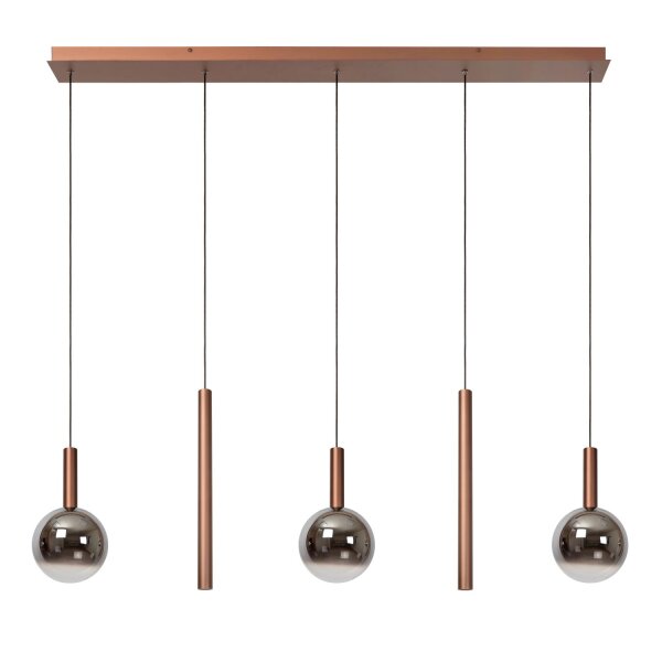 LED Pendelleuchte Kupfer Rauchglas 2200-3300K L:138 cm