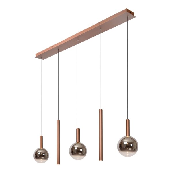LED Pendelleuchte Kupfer Rauchglas 2200-3300K L:138 cm