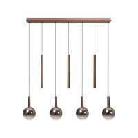 LED Pendelleuchte Kupfer Rauchglas 2200-3300K L:137 cm