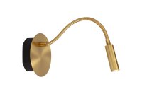 LED Wandleuchte Akku flexibel Messing USB 3000K H:11 cm