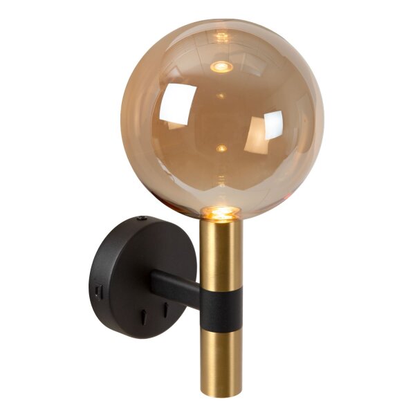 Wandlampe USB-C Glas Bernstein Schwarz Gold G9 GU10