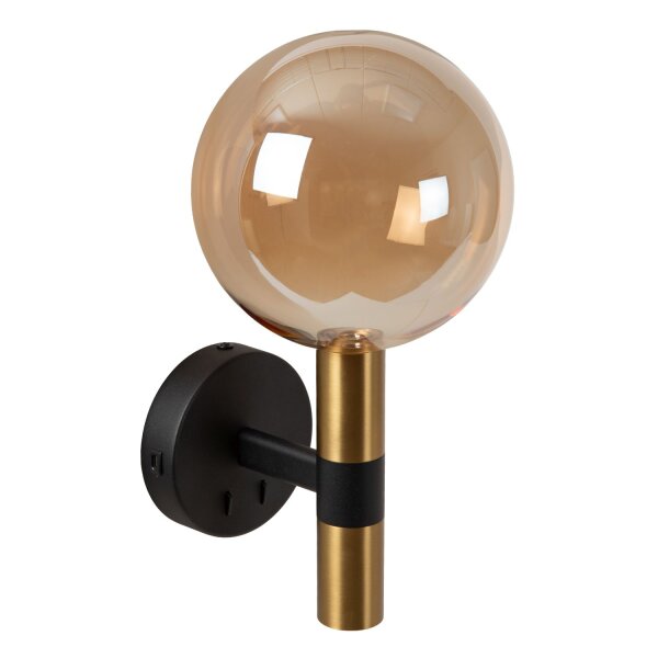 Wandlampe USB-C Glas Bernstein Schwarz Gold G9 GU10
