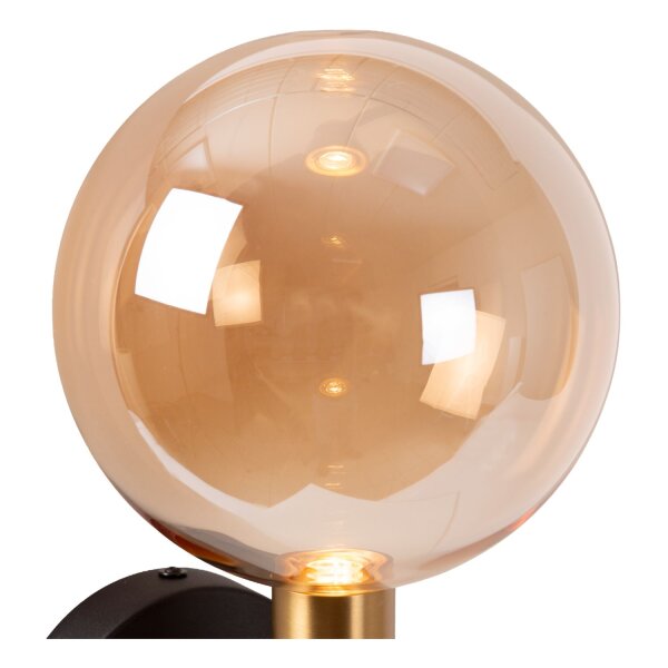 Wandlampe USB-C Glas Bernstein Schwarz Gold G9 GU10