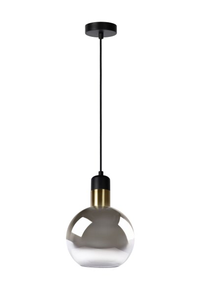 Pendelleuchte verstellbar Schwarz Rauchglas E27 Ø20 cm