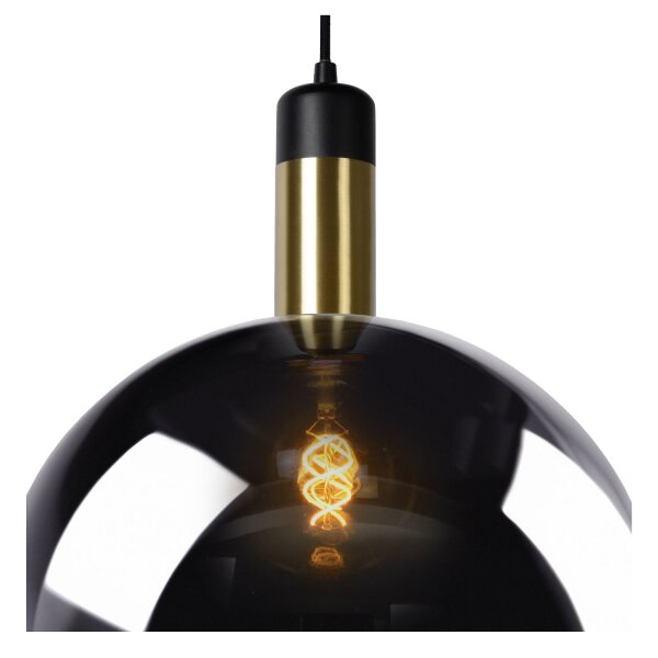 Pendelleuchte verstellbar Schwarz Rauchglas E27 Ø20 cm