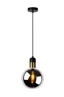 Pendelleuchte verstellbar Schwarz Rauchglas E27 &Oslash;20 cm