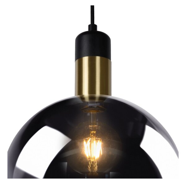 Hängelampe verstellbar Schwarz Rauchglas E27 B:40 cm