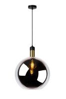H&auml;ngelampe verstellbar Schwarz Rauchglas E27 B:40 cm