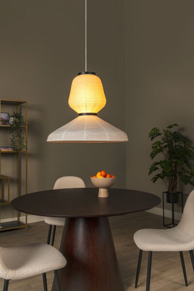 Hängelampe verstellbar Papier Weiß E27 Ø67 cm rund