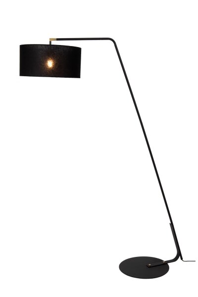 Stehleuchte Fußschalter Leinen Schwarz E27 H:180 cm