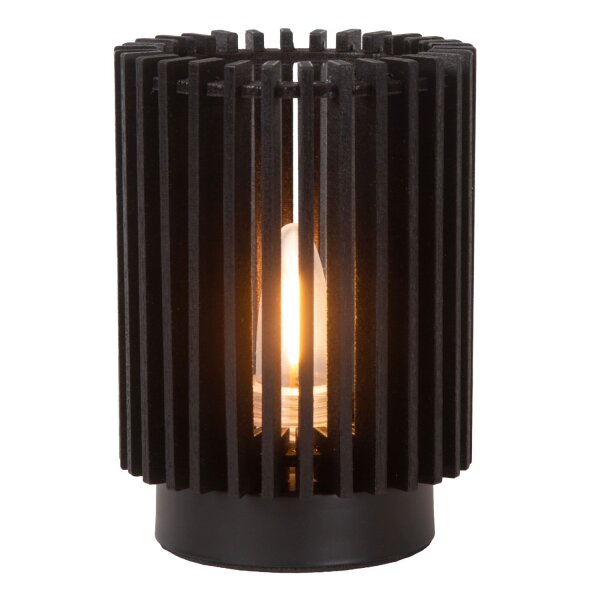 LED Tischlampe Akku Touchdimmer Holz Schwarz 2200K