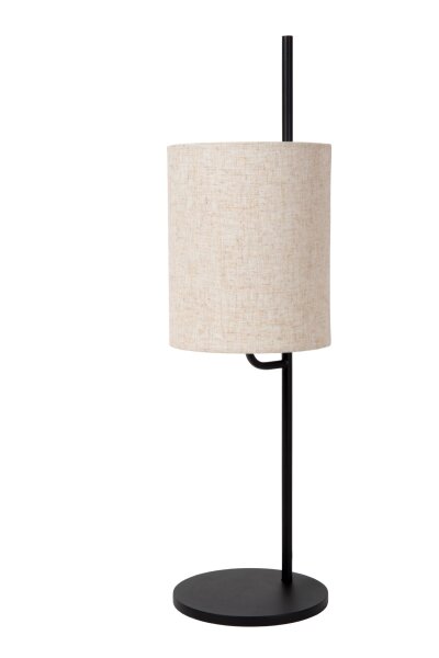 Tischlampe Leinen Stoff Schwarz Beige E27 H:64 cm