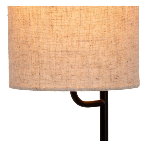 Tischlampe Leinen Stoff Schwarz Beige E27 H:64 cm