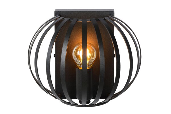 Wandlampe Metall Schwarz Drahtschirm E14 H:17 cm modern