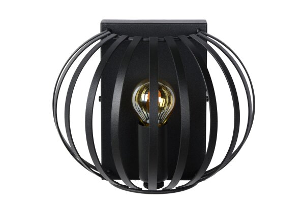 Wandlampe Metall Schwarz Drahtschirm E14 H:17 cm modern