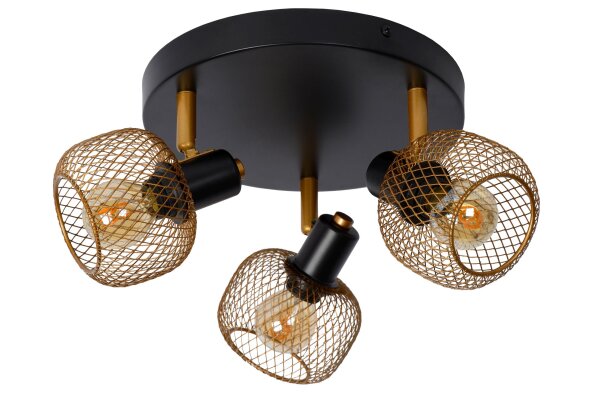 Deckenlampe schwenkbar Schwarz Messing E14 B:37 cm