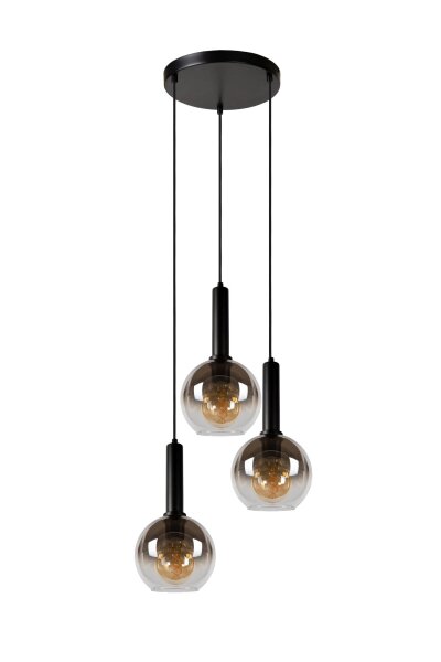 Hängelampe verstellbar Schwarz Rauchglas E27 Ø48,5 cm