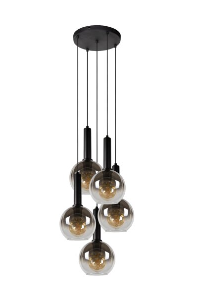 Hängelampe verstellbar Schwarz Rauchglas E27 Ø55 cm