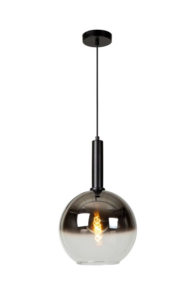 Hängelampe verstellbar Schwarz Rauchglas E27 B:30 cm