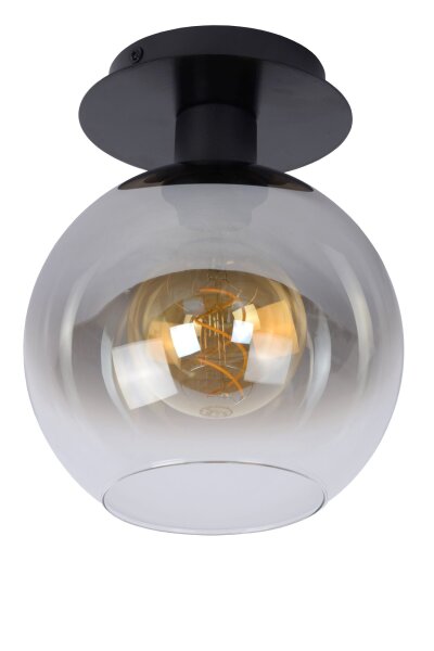 Deckenleuchte blendarm Schwarz Rauchglas E27 Ø20 cm