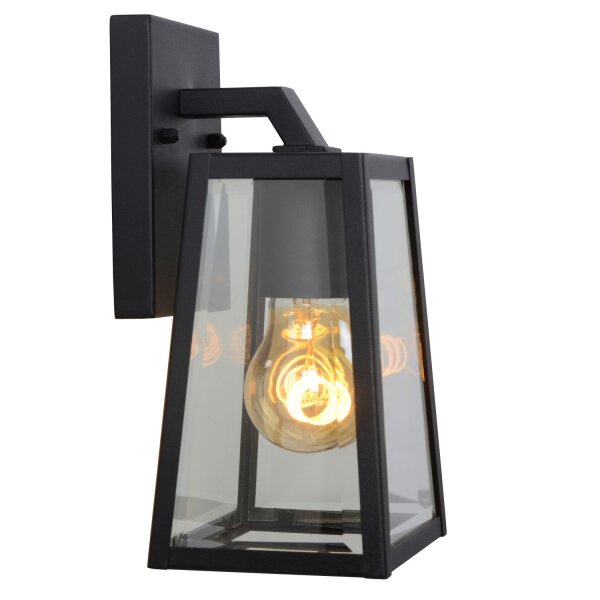 Außenwandleuchte Glas Metall Schwarz E27 IP23 Landhaus