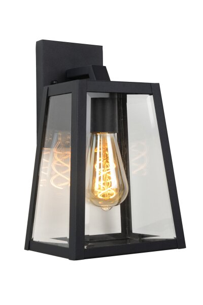 Außenwandleuchte Glas Metall Schwarz E27 IP23 T:18 cm