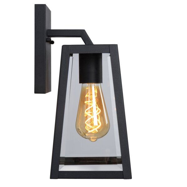 Außenwandleuchte Glas Metall Schwarz E27 IP23 T:18 cm