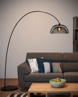 Bogenleuchte XXL Fußschalter Stahl Schwarz E27...