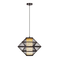 H&auml;ngelampe verstellbar Holz Schwarz E27 &Oslash;40 cm