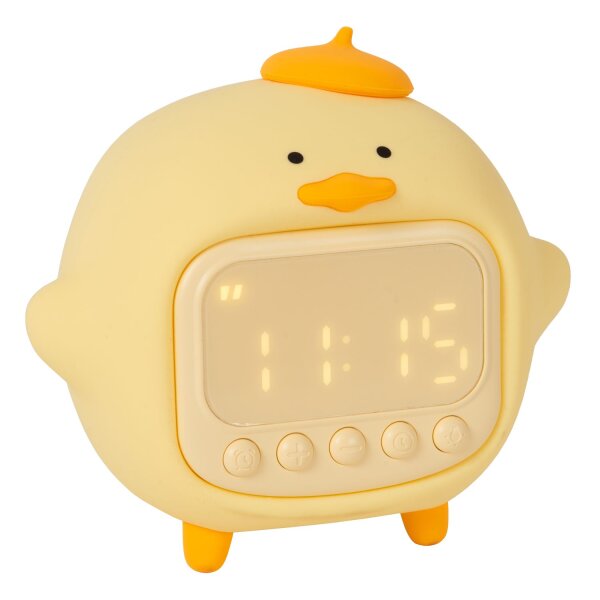 LED Nachtlicht Akku Ente Uhr Wecker Musik 2100K 12 cm