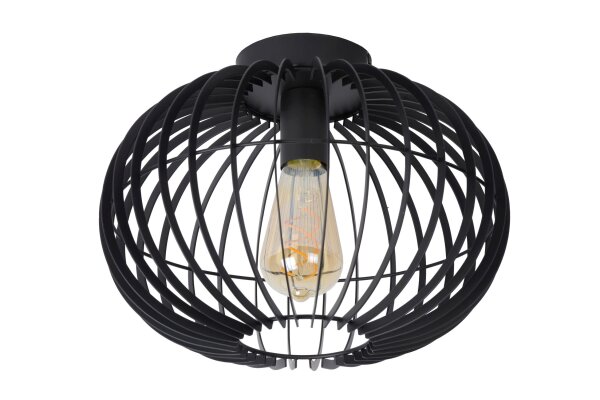 Deckenleuchte Schwarz Drahtschirm E27 Ø32 cm rund