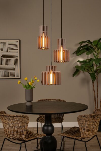 Pendelleuchte Filz Glas Schwarz Taupe E27 Ø50 cm