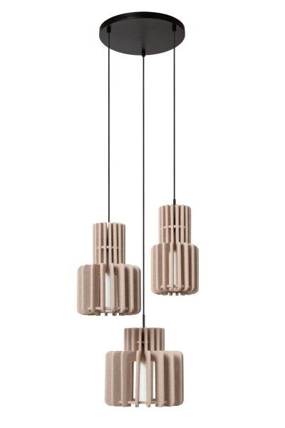 Pendelleuchte Filz Glas Schwarz Taupe E27 Ø50 cm