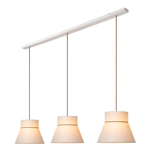 Hängelampe verstellbar Papier Beige Weiß E27 130 cm