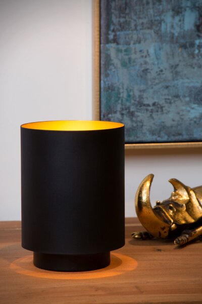 Tischlampe Metall Schwarz klein E14 H:16 cm modern