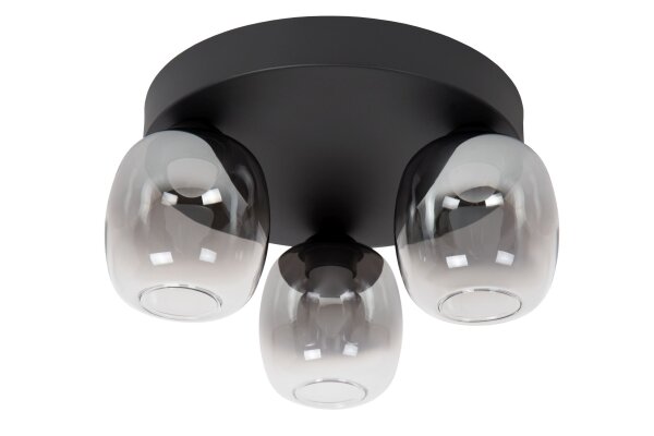 LED Deckenleuchte Schwarz Rauchglas 3000K H:18,5 cm